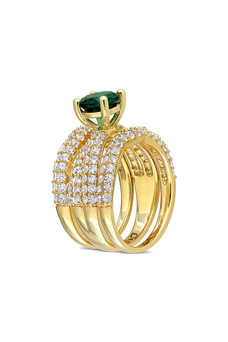 Created Emerald & Created Sapphire Stackable Ring Set, Alternate, color, GREEN