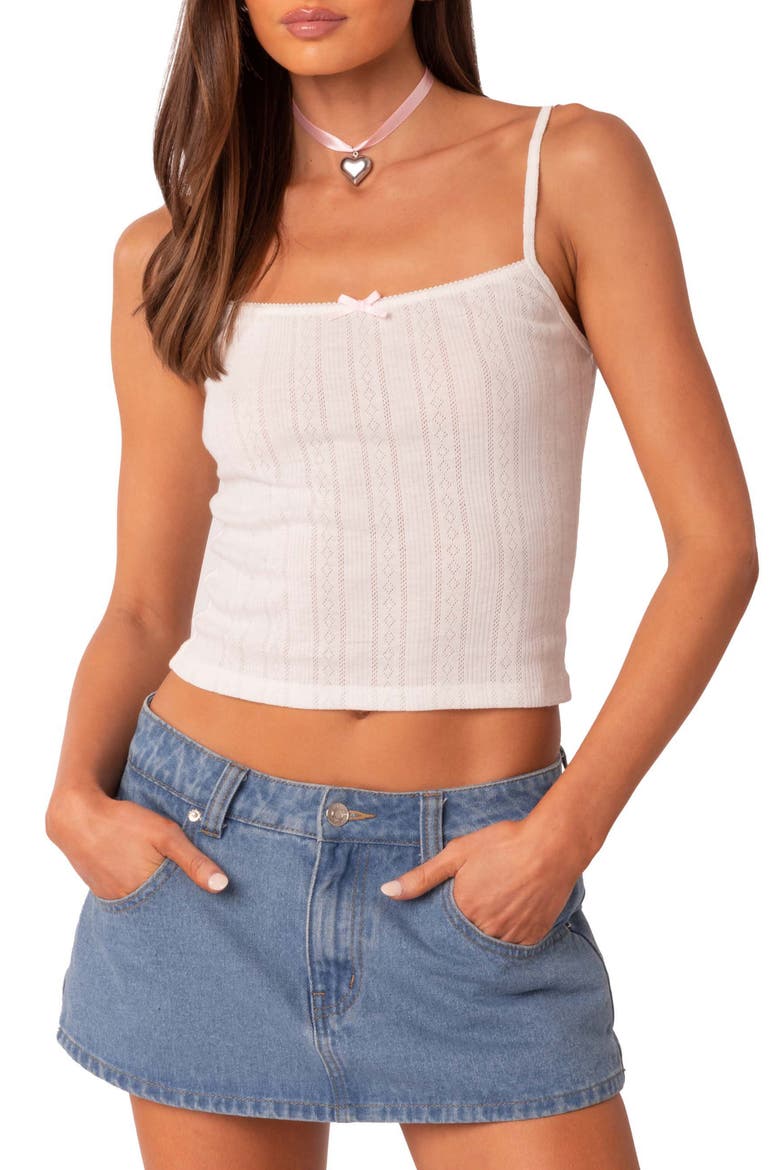 Pointelle Stitch Camisole, Main, color, WHITE