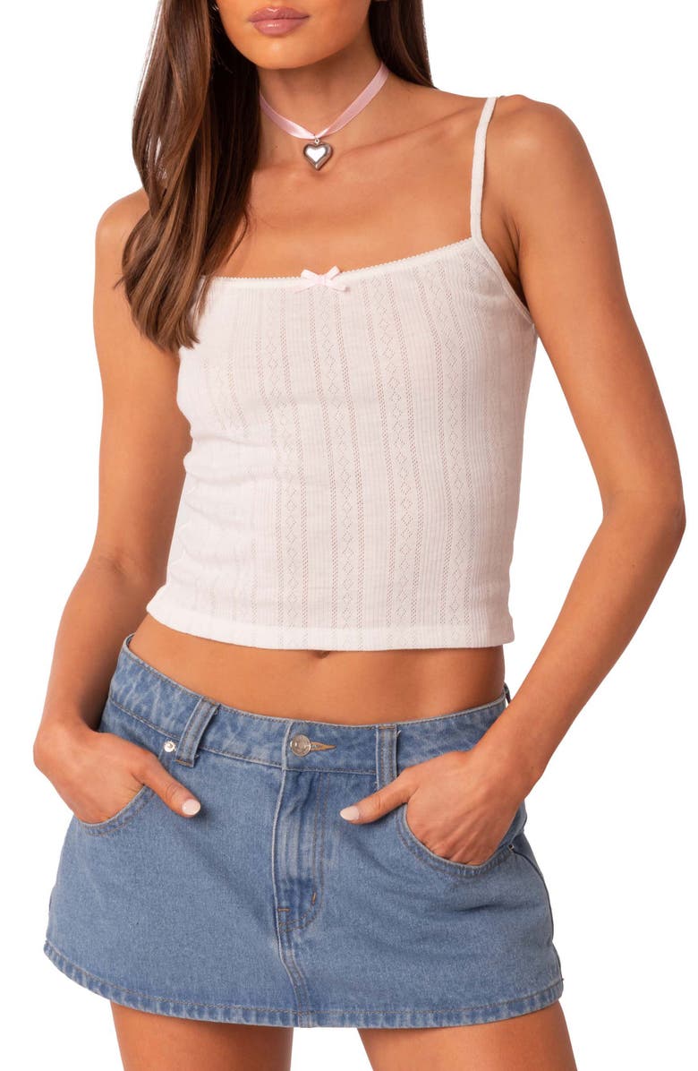 EDIKTED Pointelle Stitch Camisole, Main, color, 