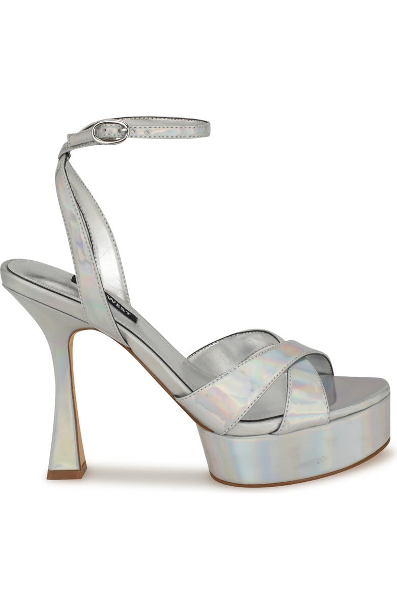 Nine West Jessie Ankle Strap Platform Sandal, Alternate, color, Silver