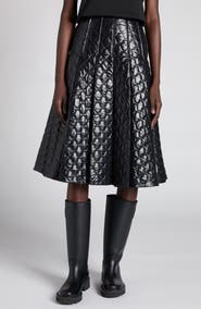 Moncler Onion Quilted Pleated A-Line Skirt