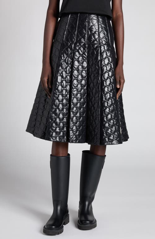 Moncler Onion Quilted Pleated A-line Skirt In Black