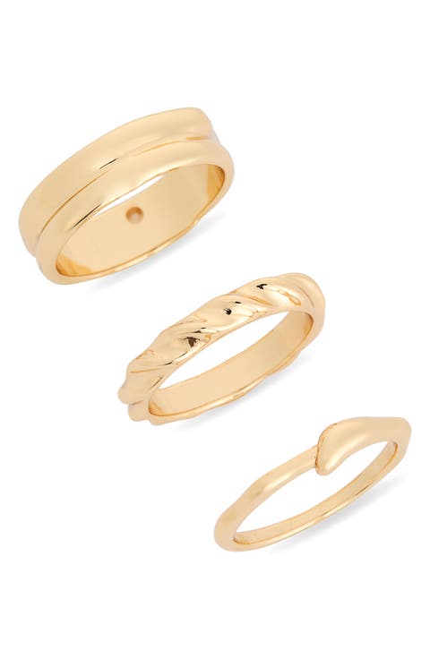 Set of 3 Textured Band Rings