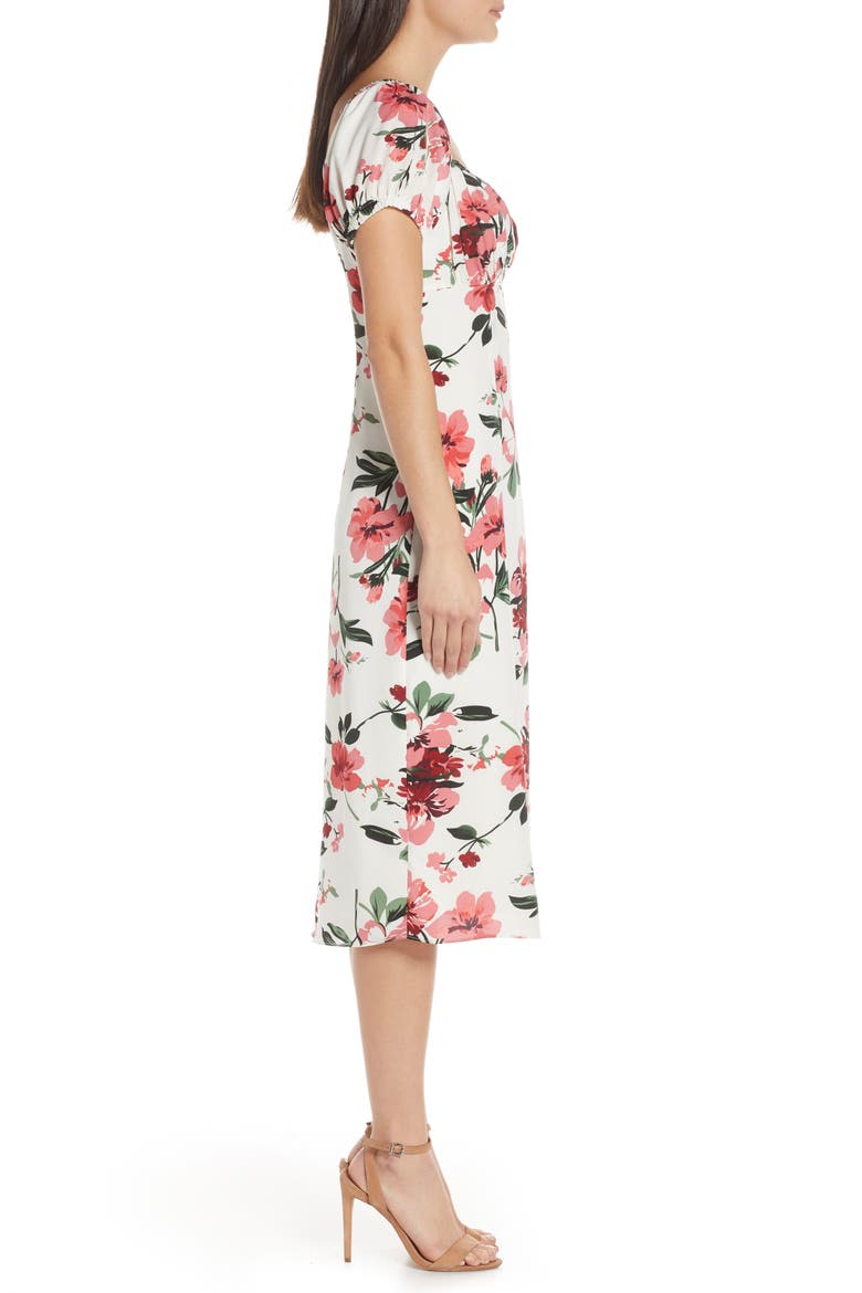 Floral Print Sweetheart Midi Dress, Alternate, color, RED FLORAL
