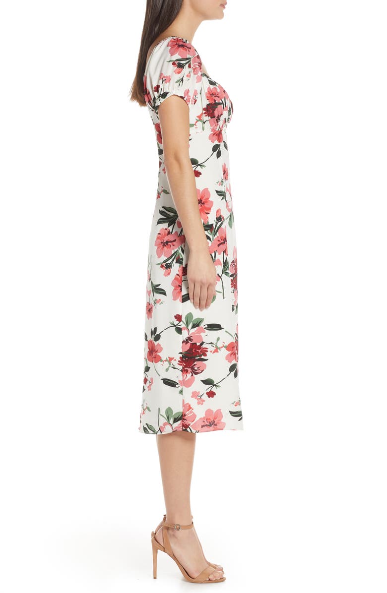 Chelsea28 Floral Print Sweetheart Midi Dress, Alternate, color,