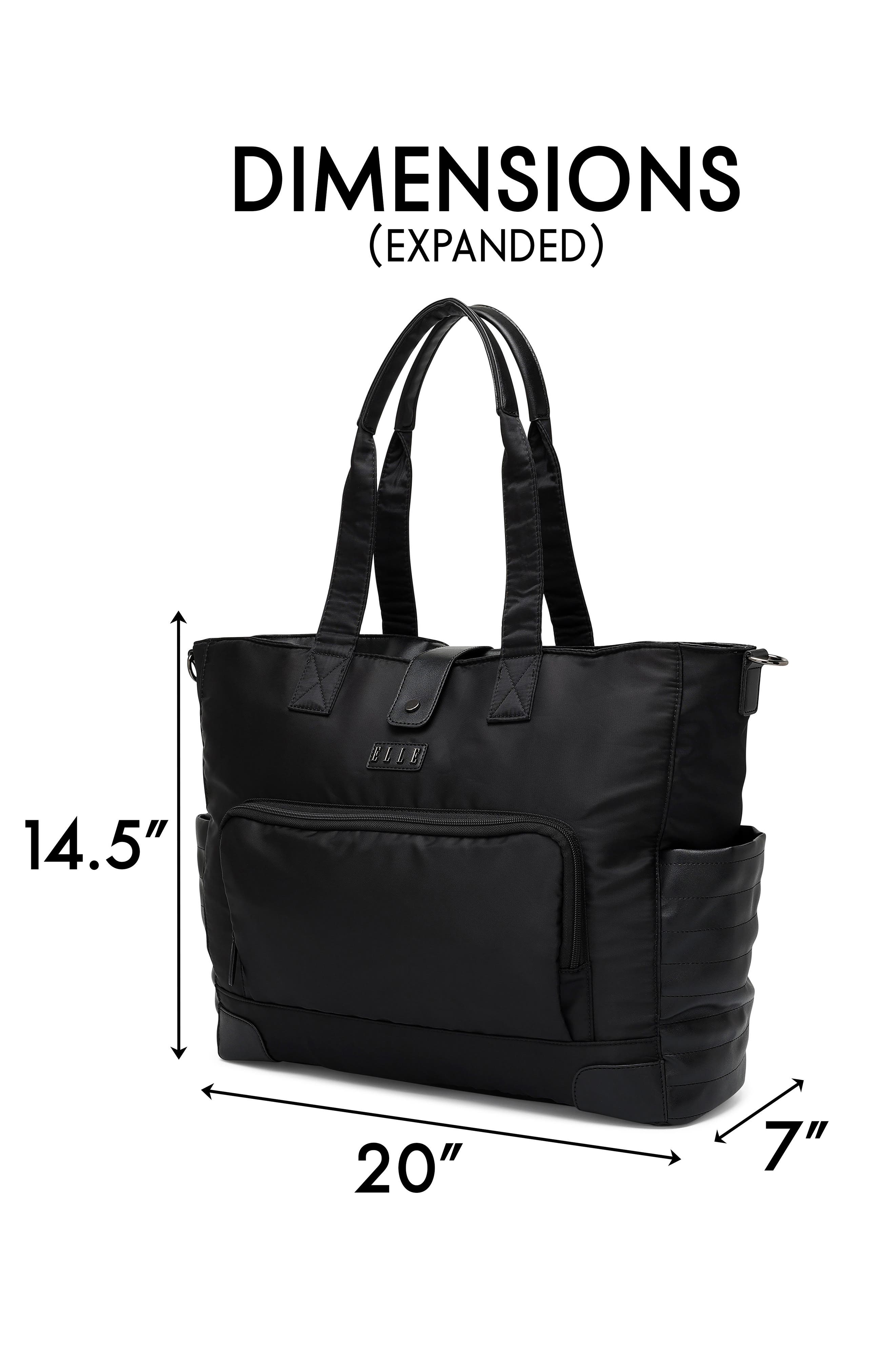 ELLE Voyage 25L Twill and Vegan Leather Weekender Duffel Bag, Alternate, color, Black