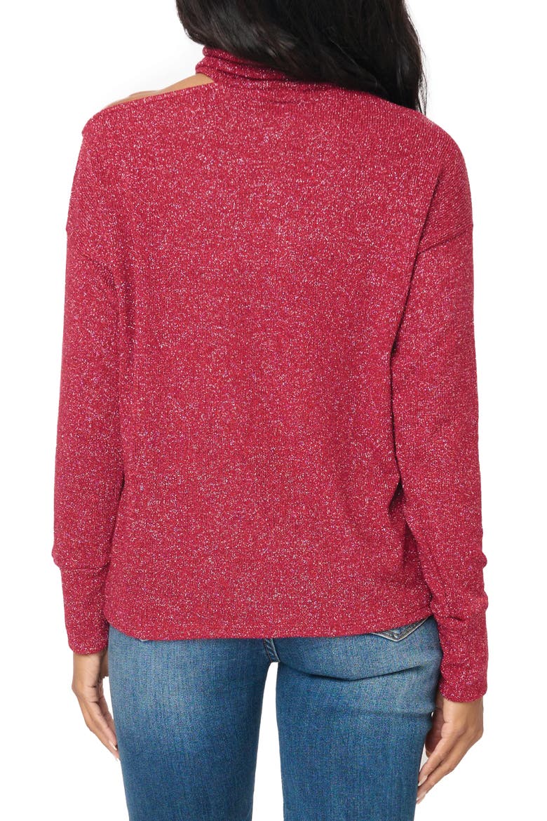 Metallic One Shoulder Sweater, Alternate, color, BURGUNDY