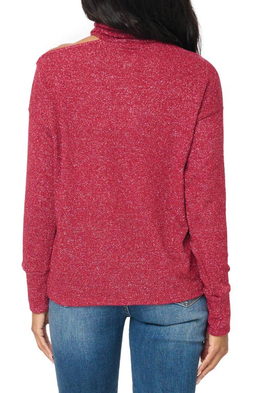 Shop Gibsonlook Metallic One Shoulder Sweater In Burgundy