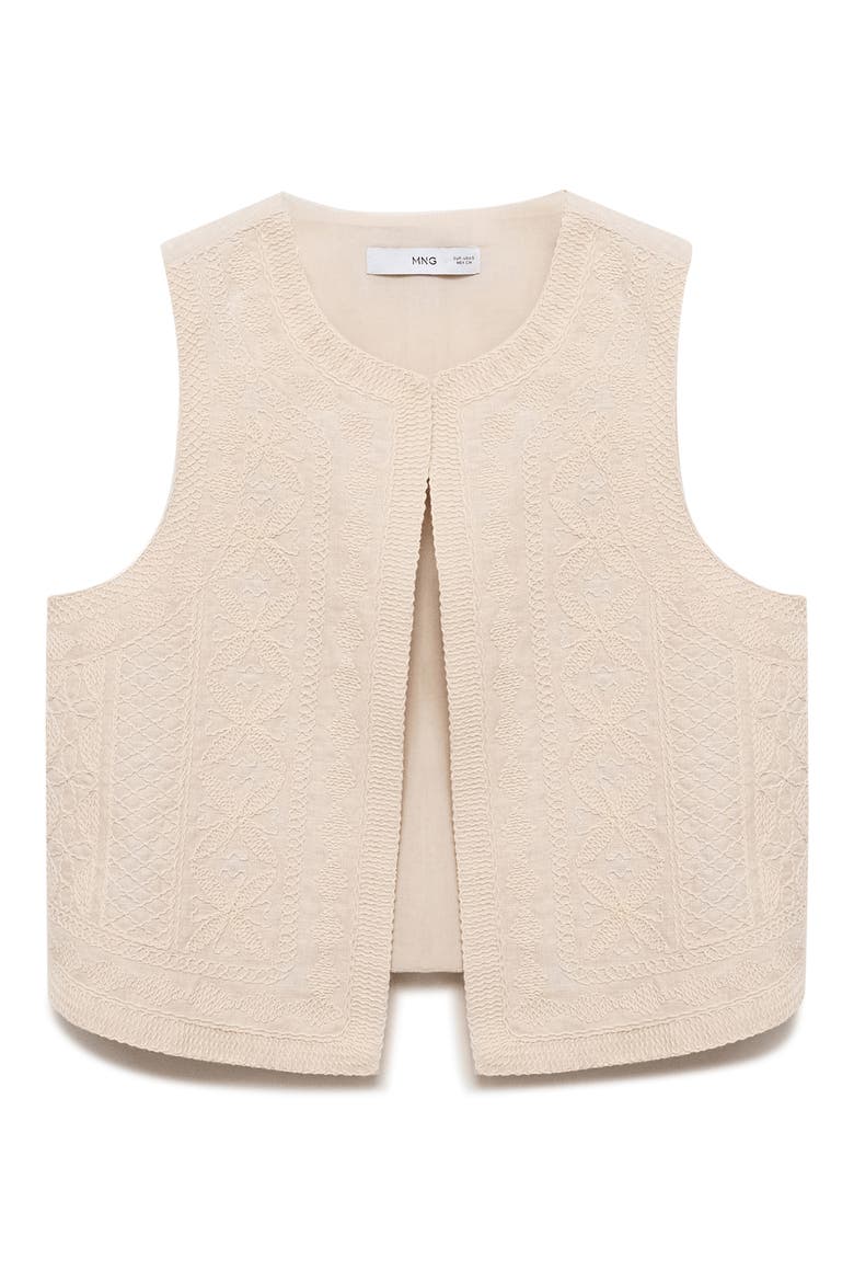Embroidered Linen Vest, Alternate, color, ECRU