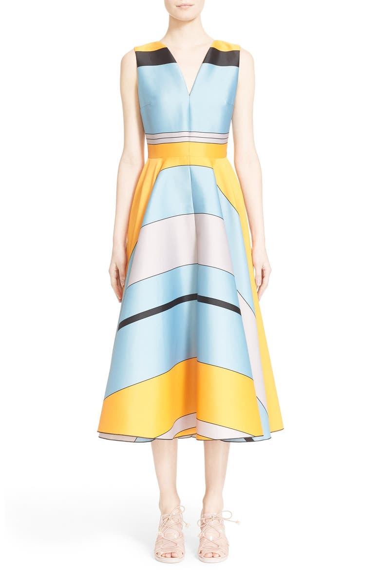 'Lovell' Sleeveless Dress, Main, color, ORANGE/ SKY BLUE/ GREY