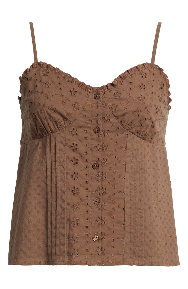 BP. Eyelet Pintuck Camisole, Main, color, Brown Quartz