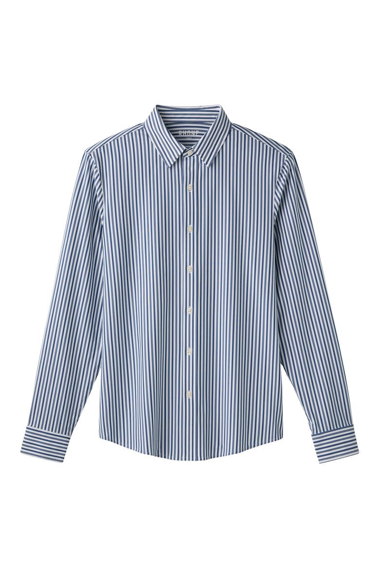 Commuter Slim Fit Stripe Performance Button-Up Shirt, Alternate, color, NAVY/ WHITE VINTAGE STRIPE