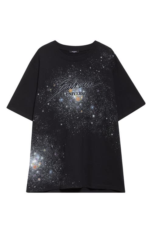 Shop Balmain ' Universe Logo & Stars Cotton Graphic T-shirt In Black Multi