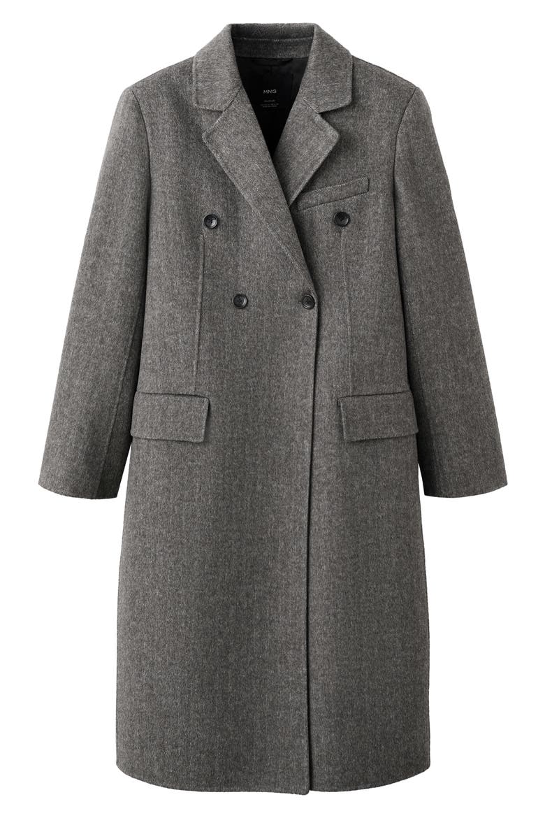 Double Breasted Wool Blend Coat, Alternate, color, GREY