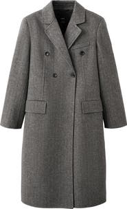 MANGO Double Breasted Wool Blend Coat