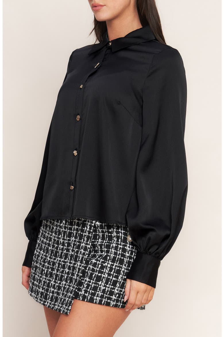 Solid Button-Up Shirt, Alternate, color, BLACK