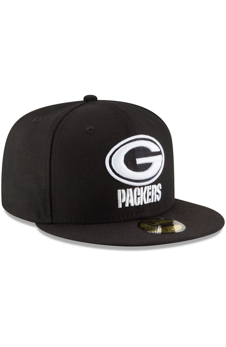 New Era Men's New Era Black Green Bay Packers B-Dub 59FIFTY Fitted Hat, Alternate, color, 