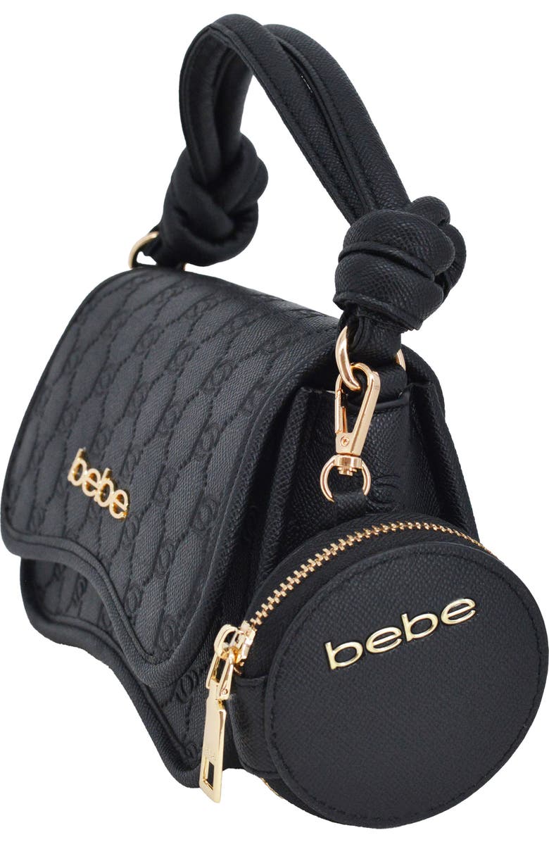 bebe Romina Embossed Satchel with Zip Pouch, Alternate, color, Black