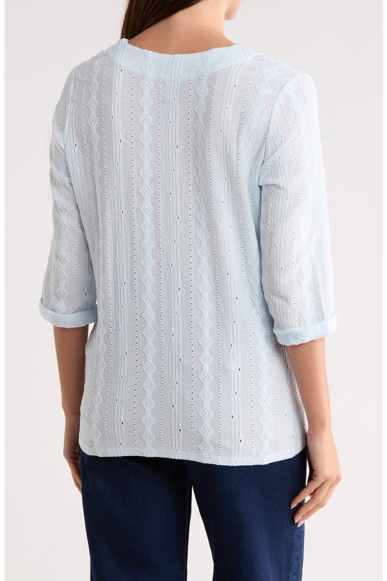Embroidered Eyelet Popover Blouse, Alternate, color, PALE SKY