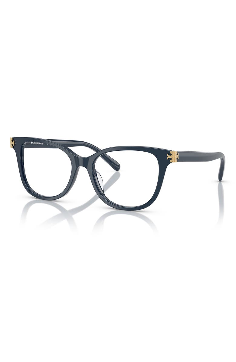 Tory Burch 51mm Square Optical Glasses, Alternate, color, Navy