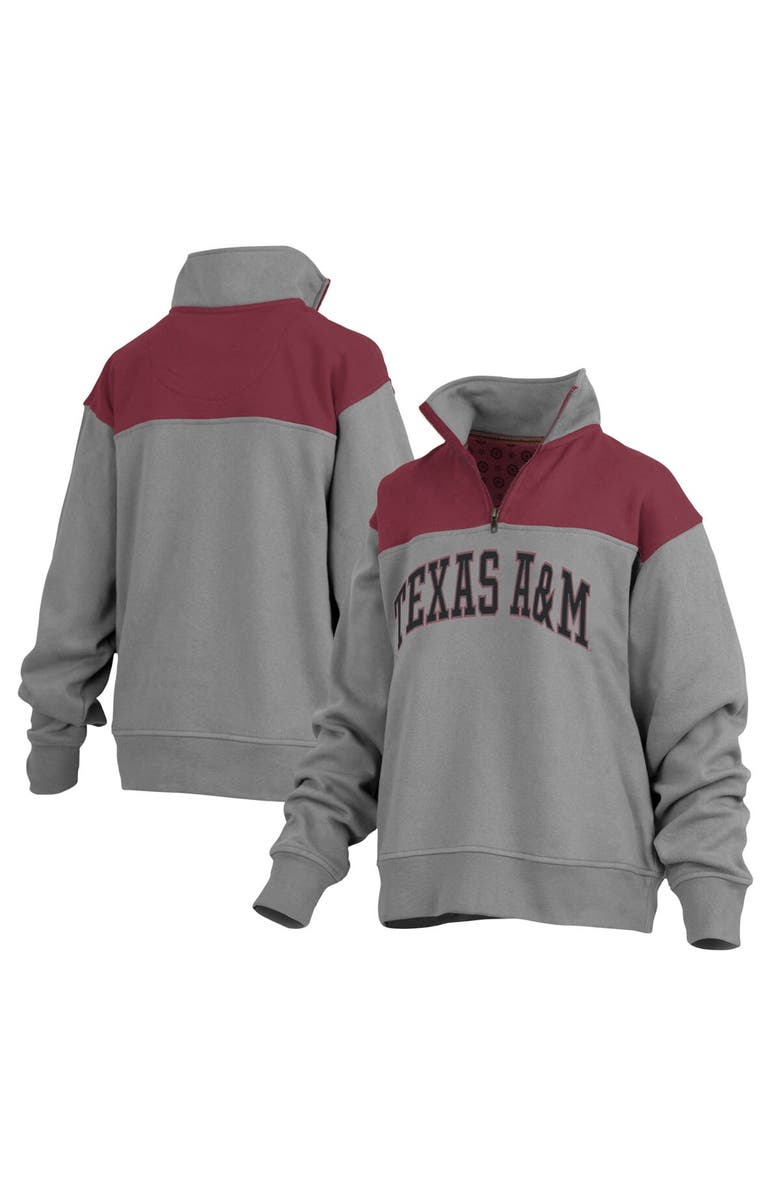PRESSBOX Women's Pressbox Gray Texas A&M Aggies Avon Fleece Quarter-Zip Jacket, Main, color, Gray