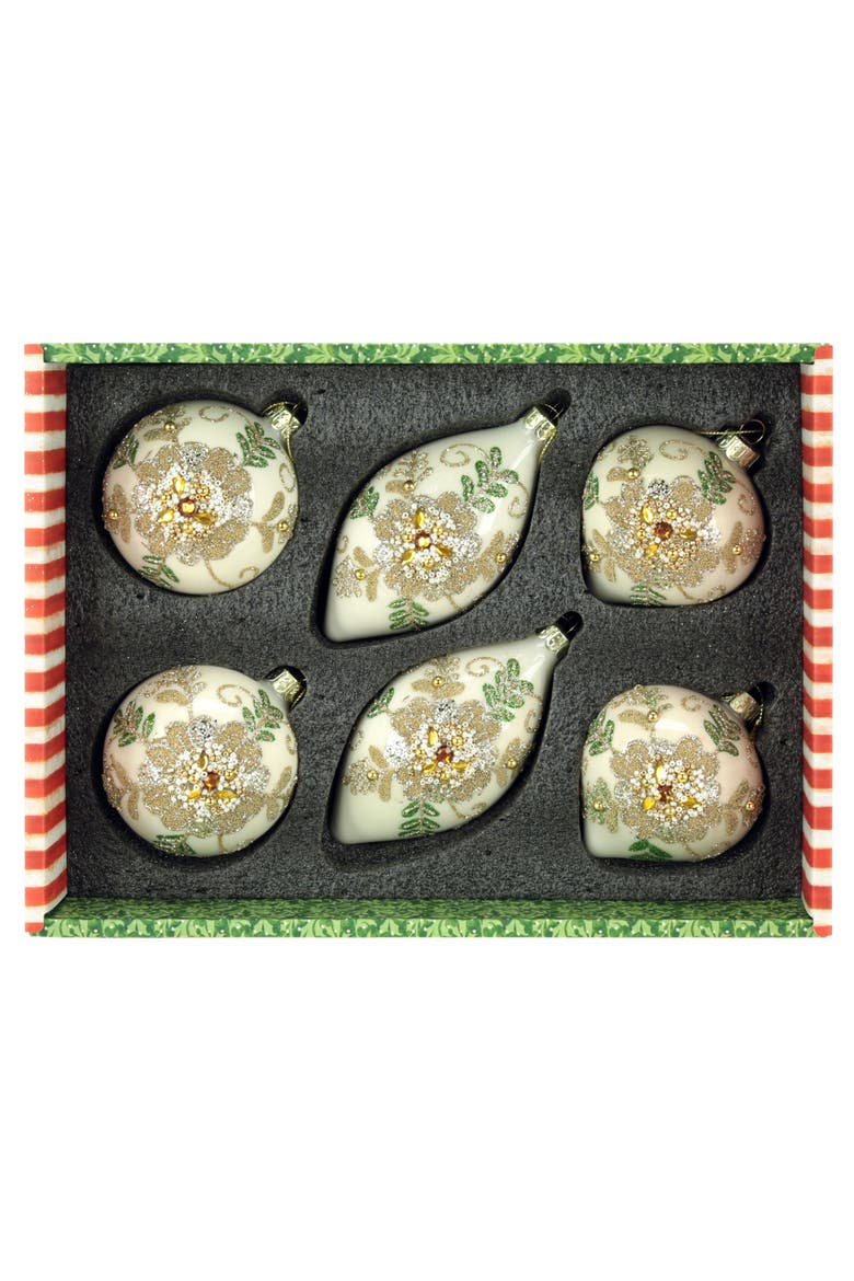 Holiday Bloom Ornament, Box of 6, Alternate, color, Champagne Gold
