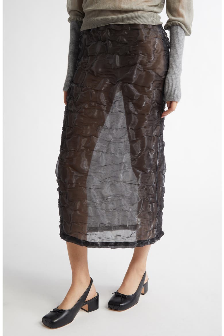 Aoi Crinkled Midi Skirt, Alternate, color, GREY