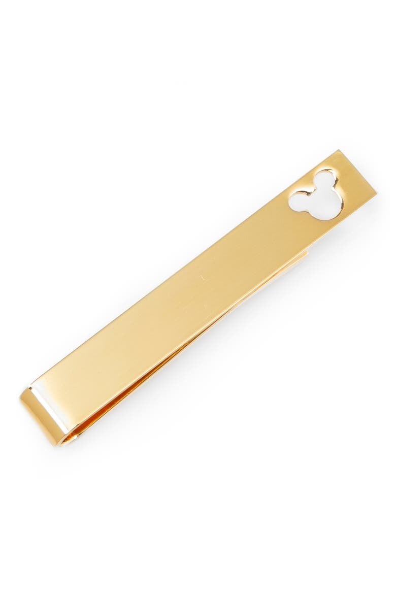 Mickey Mouse Cutout Tie Bar, Main, color, GOLD