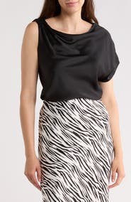 Renee C Asymmetric Satin Top