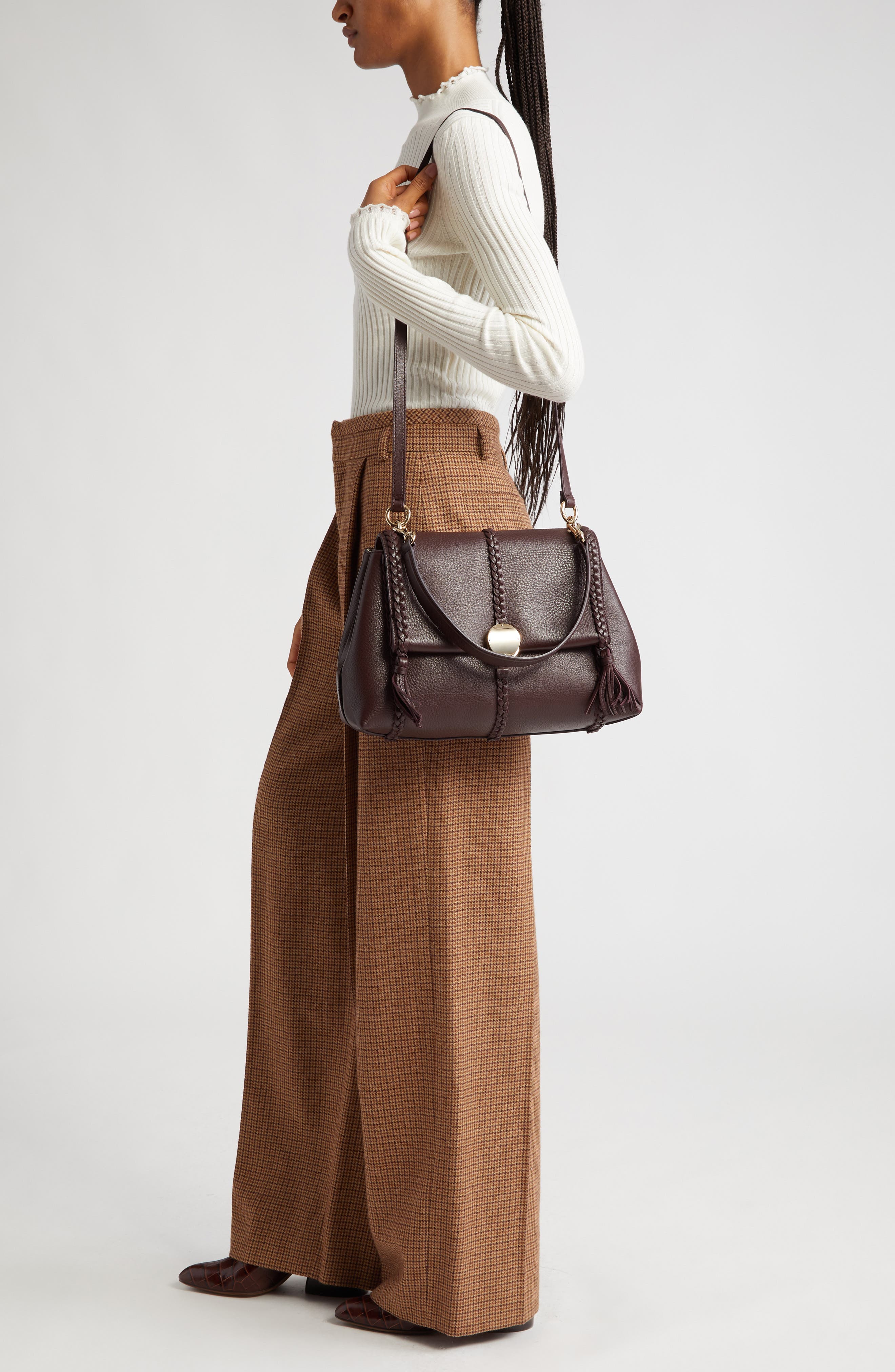 Medium Penelope Leather Bag, Alternate, color, DEEP VIOLINE 55P
