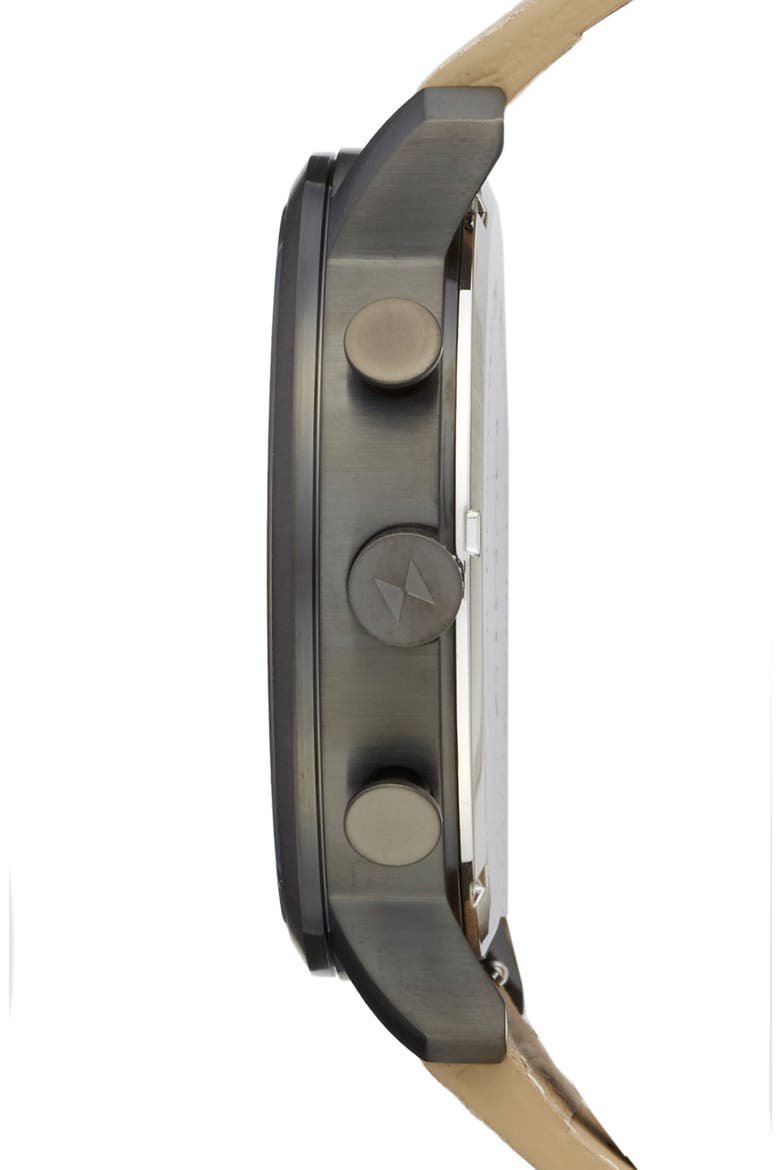 Chronograph Leather Strap Watch, 45mm, Alternate, color, GUNMETAL