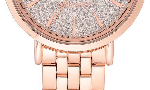 Nine West Shimmer Dial Quartz Bracelet Watch & Chain Bracelet Set, 36mm In Gold