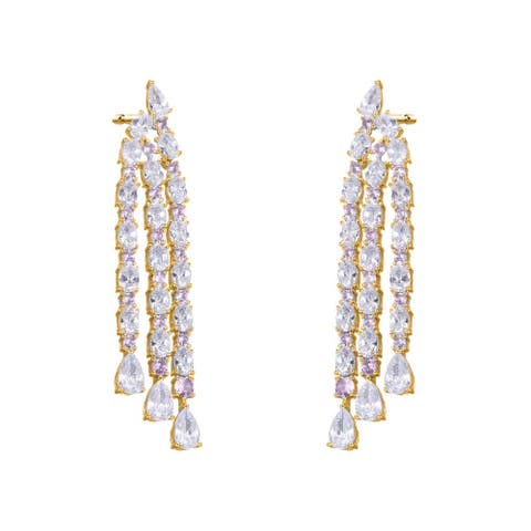 Super Fancy CZ Multi Tennis Drop Stud Earring