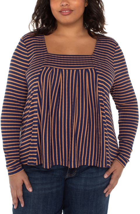 Pleated Square Neck Top (Plus)
