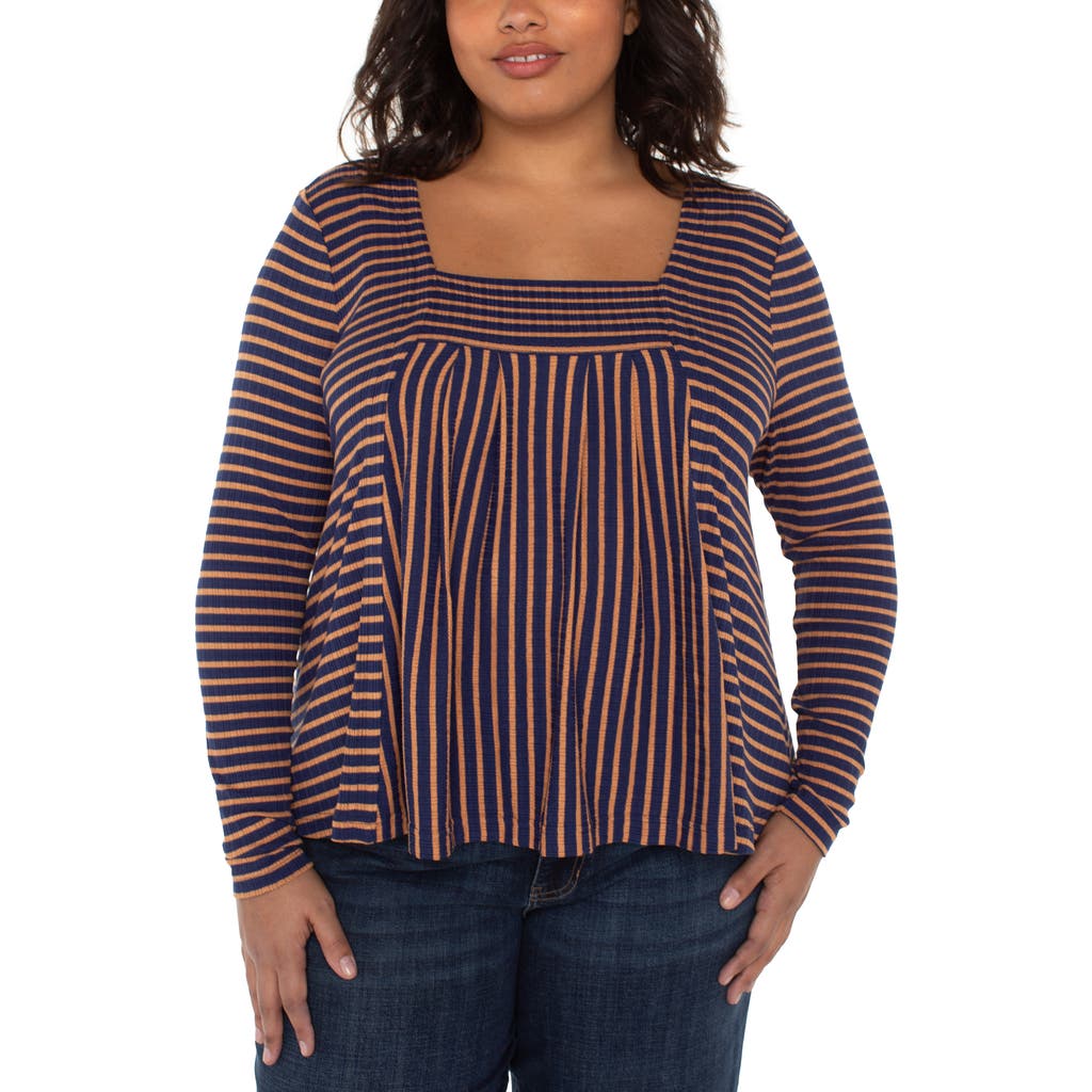 Liverpool Los Angeles Pleated Square Neck Top In Multi