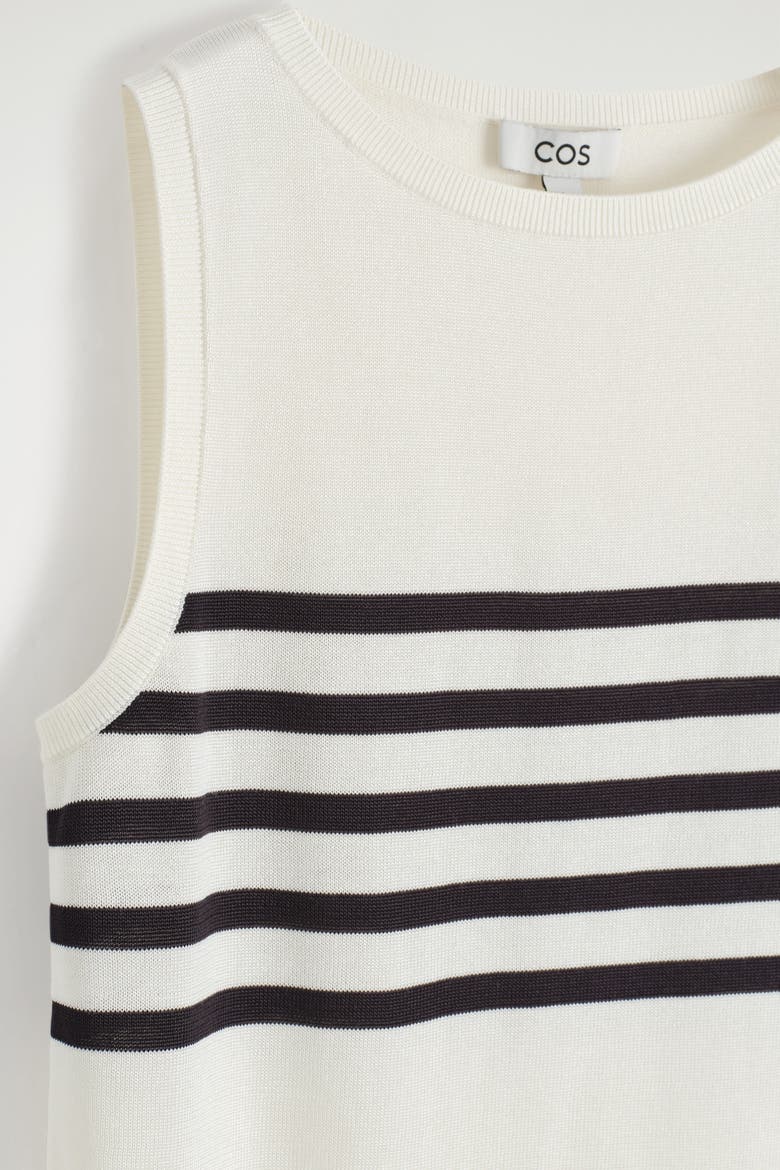 Striped Knitted Tank Top, Alternate, color, WHITE / BLACK / STRIPED