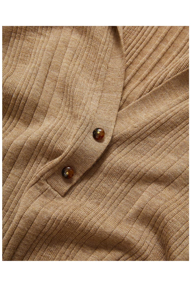 Rouni Johnny Collar Wool Sweater, Alternate, color, DARK KHAKI