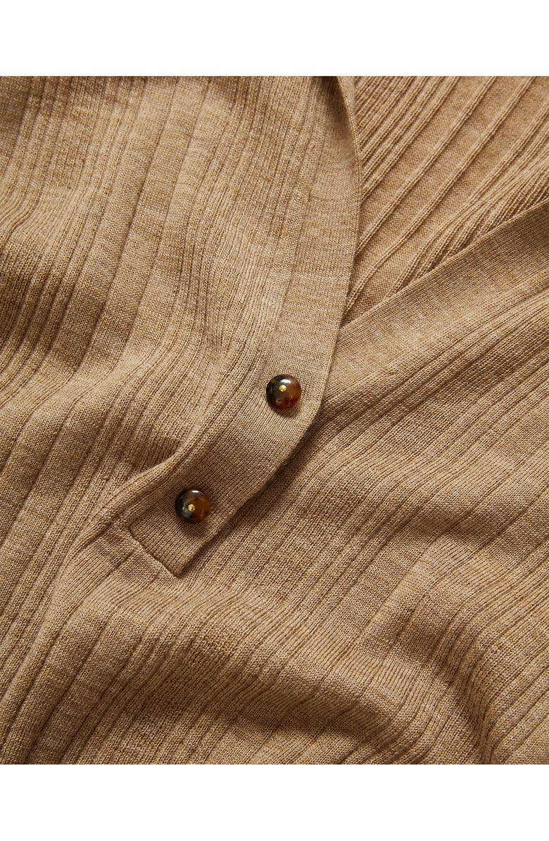 Veronica Beard Rouni Johnny Collar Wool Sweater, Alternate, color, Dark Khaki