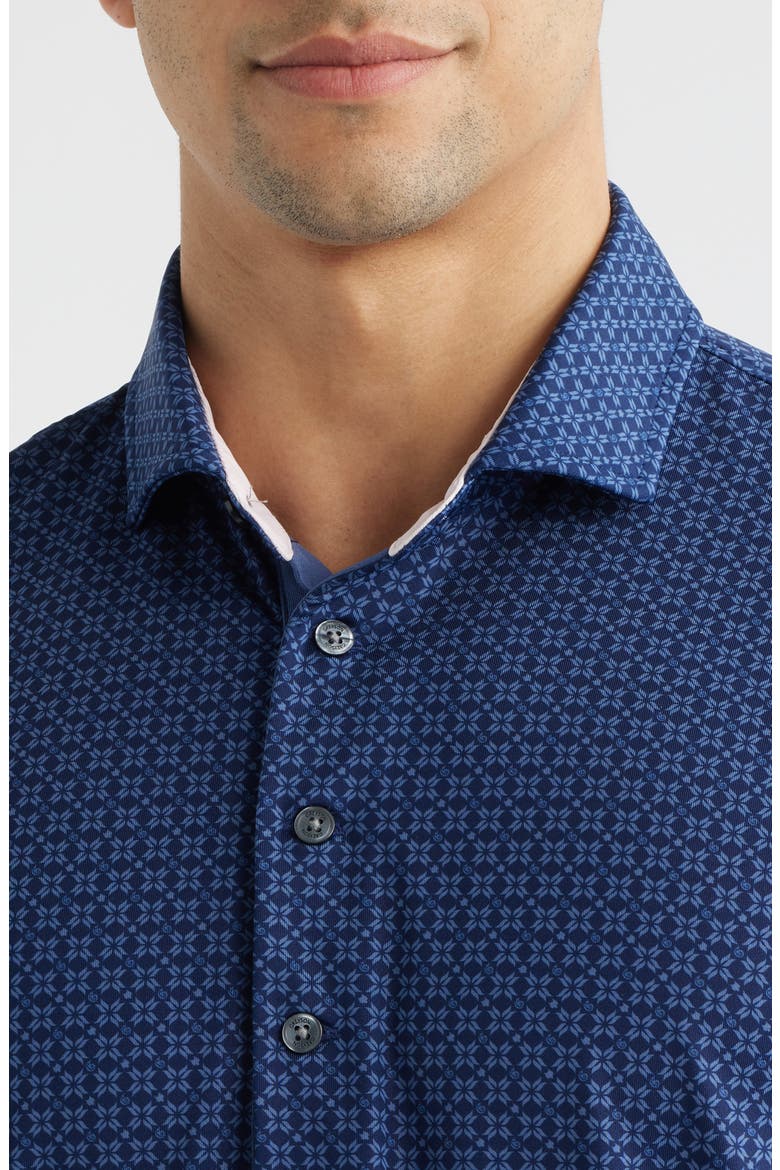 Ghost Thistle Geo Print Performance Golf Polo, Alternate, color, MALTESE BLUE