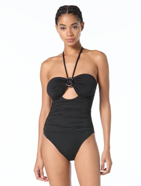 Bubble Logo Bandeau One-Piece Swimsuit