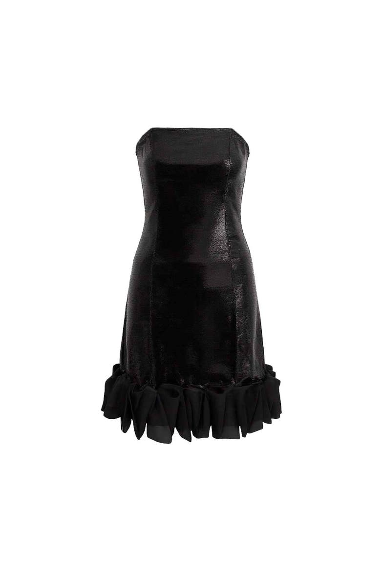 Satin Strapless Dress, Main, color, Black
