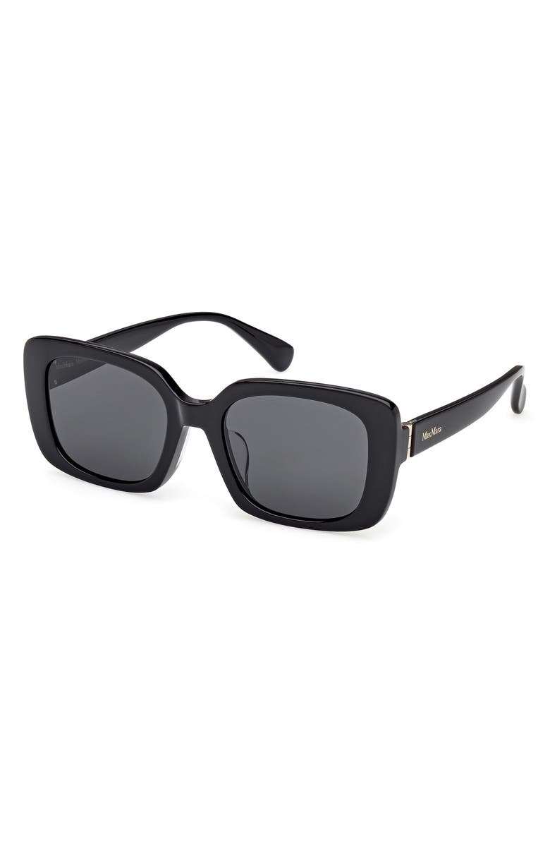 Max Mara 54mm Square Sunglasses, Alternate, color, Shiny Black / Smoke