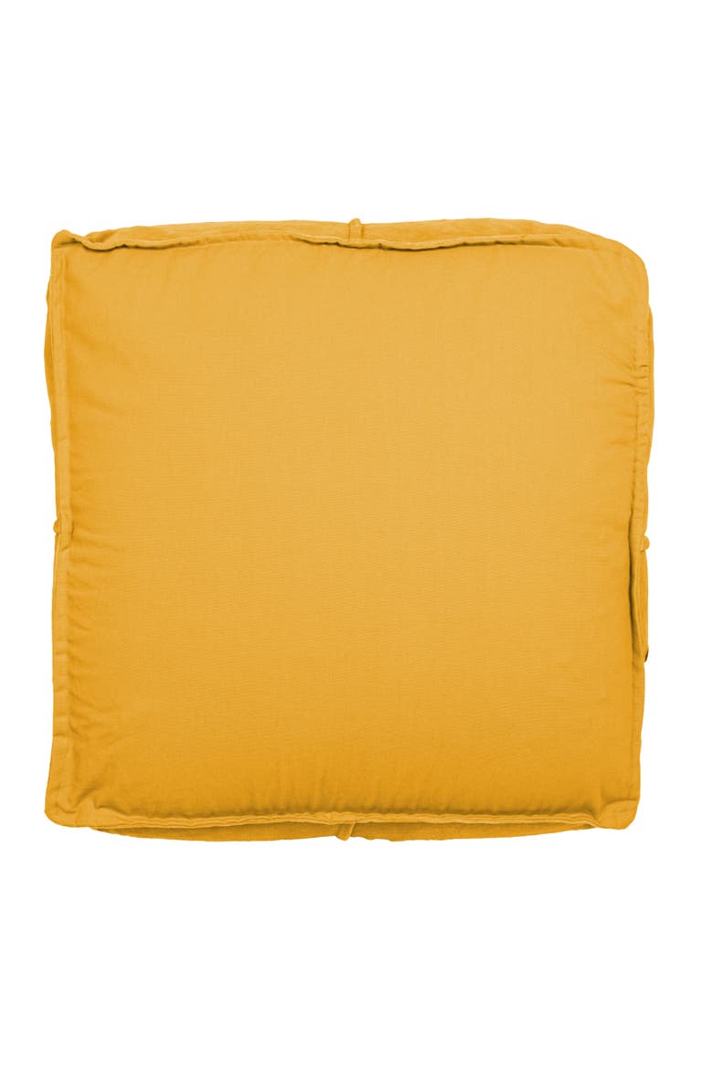 Square Cotton Velvet Pouf Seat, Goldenrod Yellow, Alternate, color, Yellow