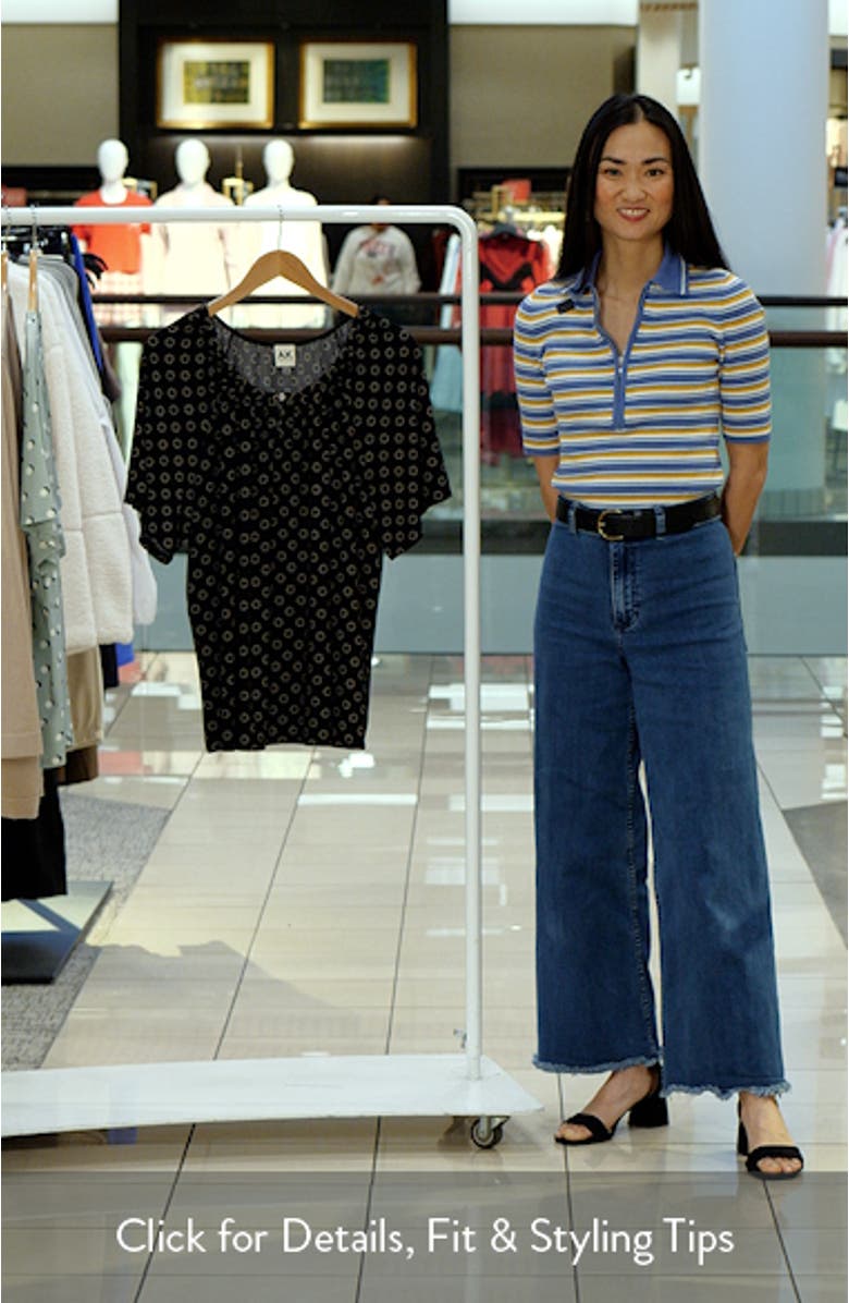 Circle Print Keyhole Peasant Top, sales video thumbnail