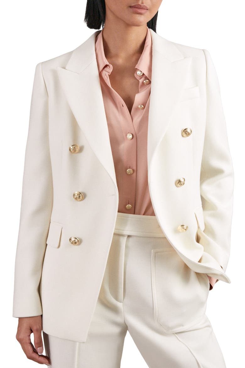 Lily Double Breasted Blazer, Alternate, color, WHITE