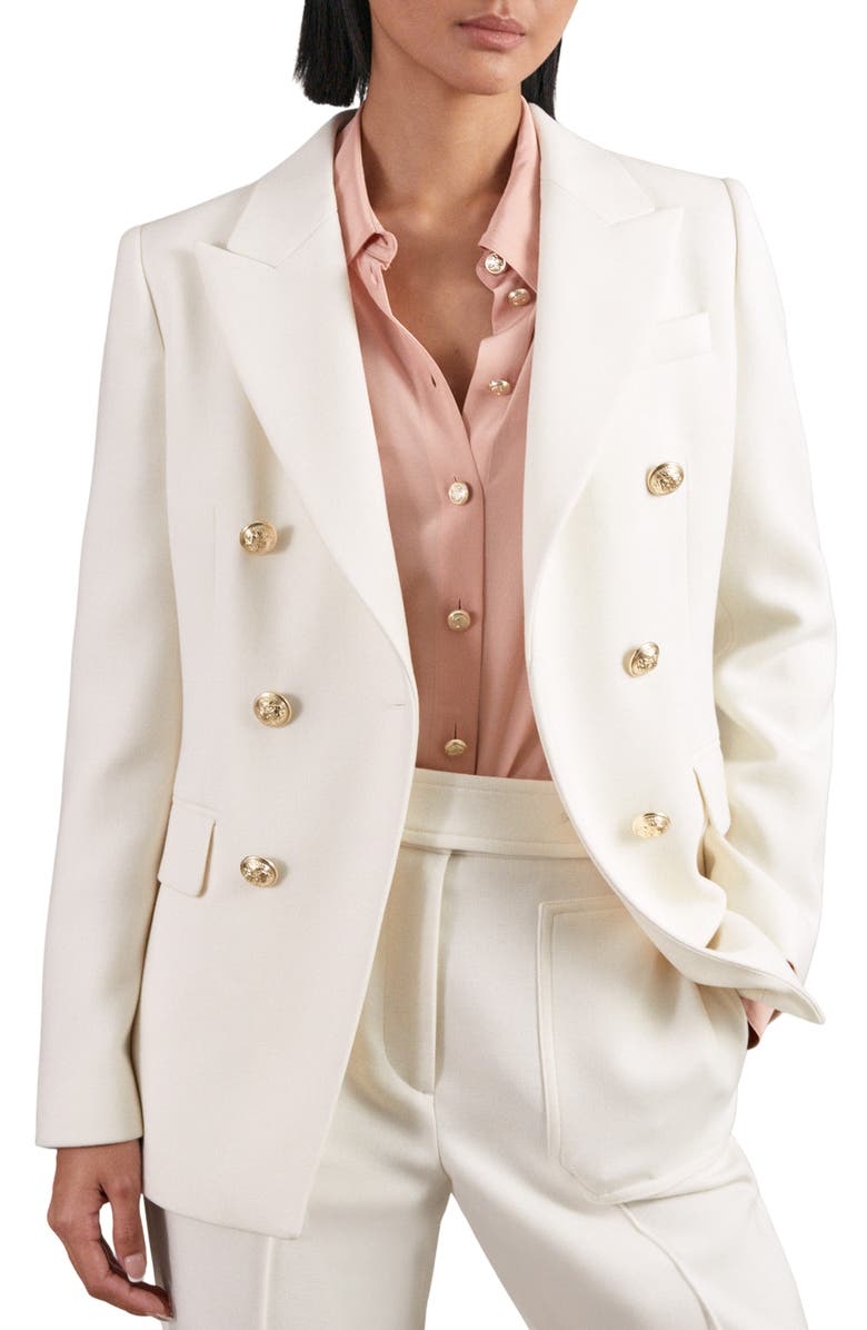 Reiss Lily Double Breasted Blazer, Alternate, color, White