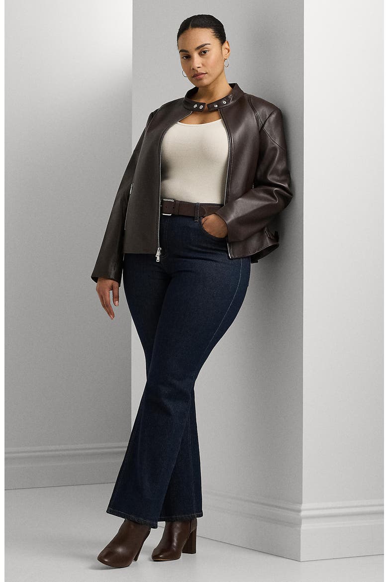 Lambskin Leather Jacket, Alternate, color, BROWN
