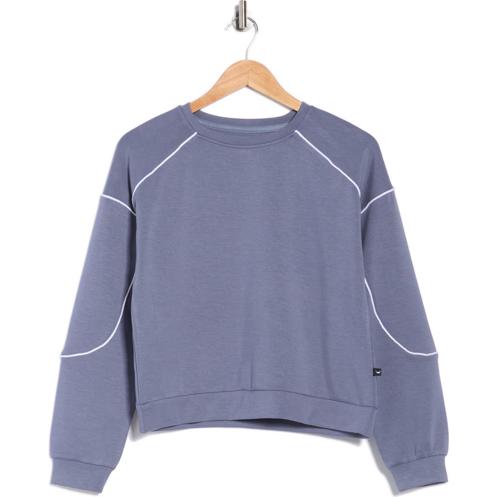 Jessica Simpson Softsculpt Contrast Piped Sweatshirt In Blue