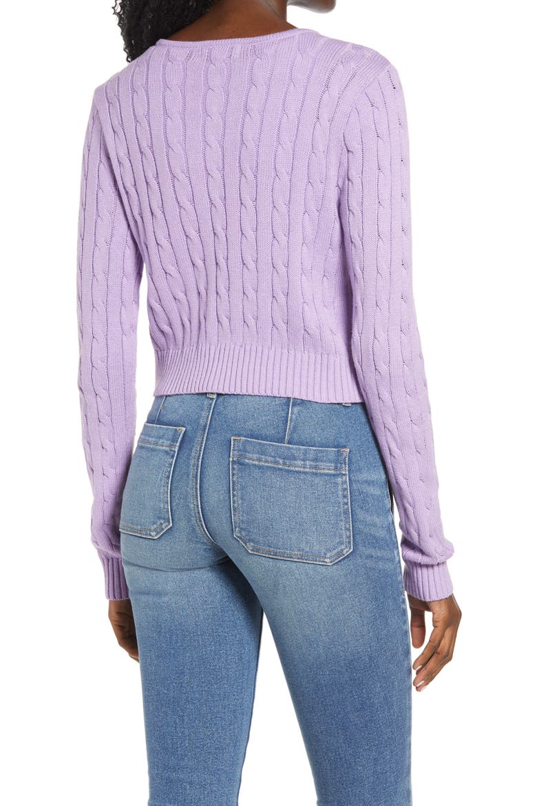 Crop Cable Cardigan, Alternate, color, PURPLE SHEER