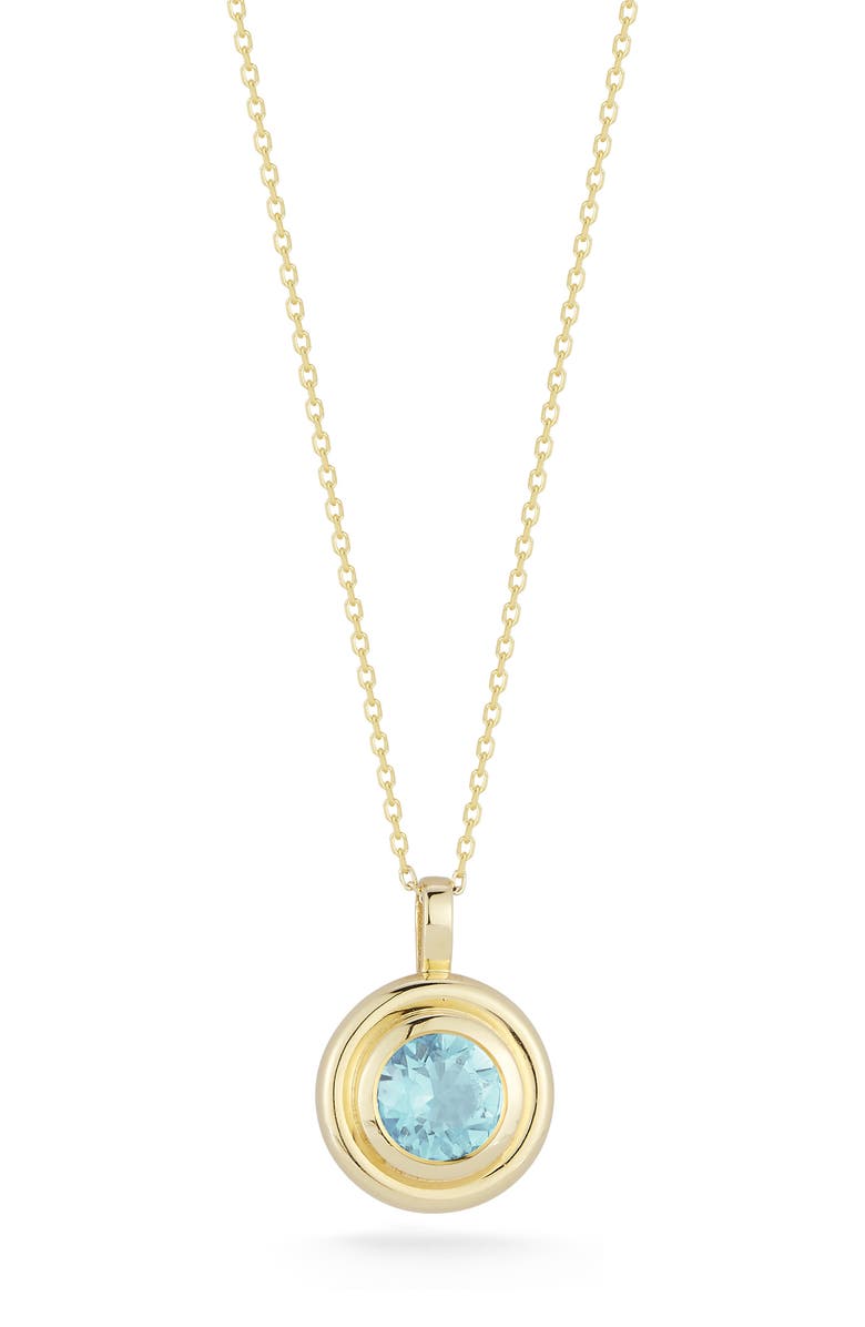 Ember Fine Jewelry 14K Gold Blue Topaz Pendant Necklace, Main, color,
